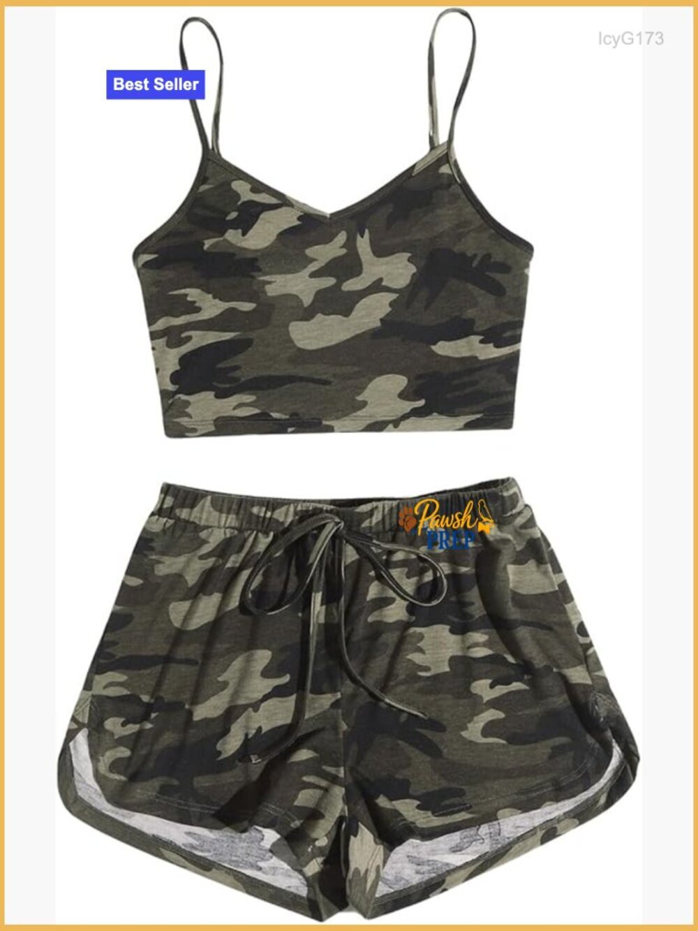 Women's 2 Piece Camo Crop Top and Mini Shorts Set Sleeveless Summer Outfit